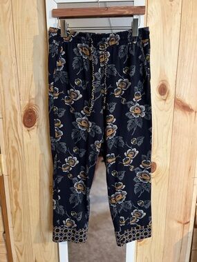 Vera Bradley Floral Cotton Lounge Pants Pockets Drawstring